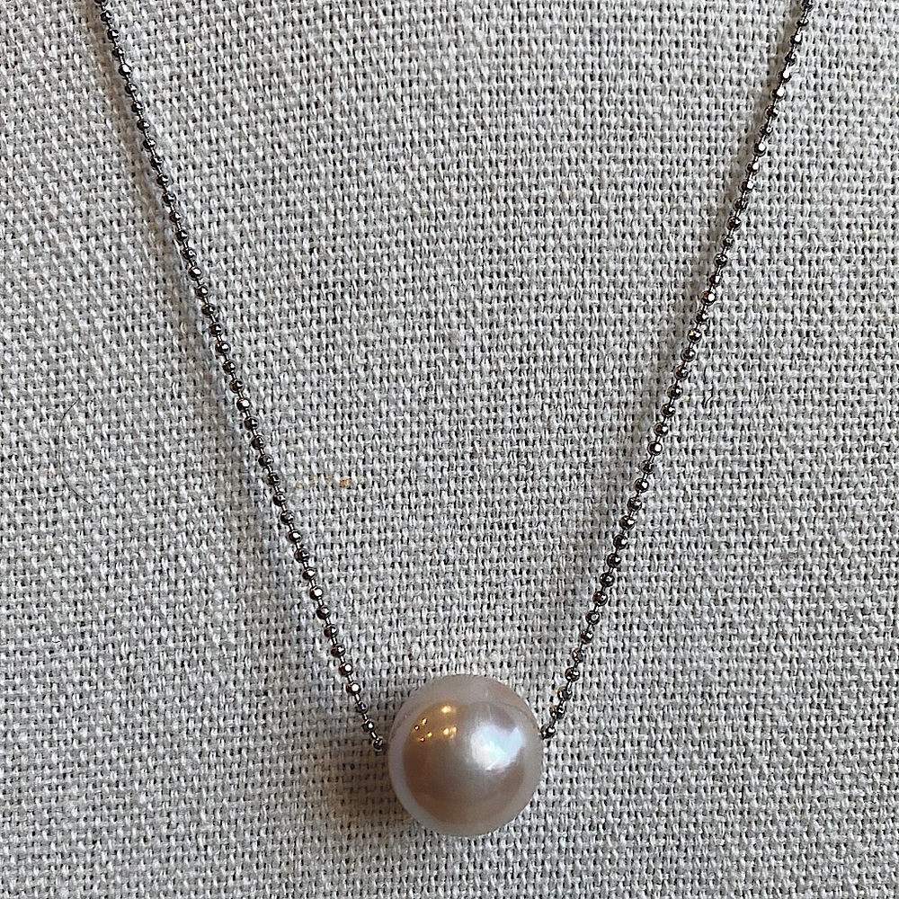 GENUINE 925 Sterling Silver South Sea Freshwater Pearl Pendant Necklace - Picture 3 of 10